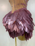 Sparkly Rhinestone Sequins Sexy Strapless Mesh See Through Mini Dress Women Eveing Party Birthday Nightclub Singer Stage Costume