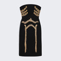 Chic Spliced Tassel Stapless Dress for Women Sleeveless High Waist Patchwork Sequined Luxurious Runway Style Dresses Female