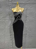 Women Sexy Strapless Shinning Sequins Bodycon Long Bandage Dress Celebrate Evening Party Cocktail Outfit Vestido