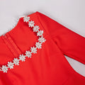 Elegant Mini Square Collar Diamond Evening Dress Short A-Line Long Sleeves White Pocket Princess Prom Gowns 2024 New