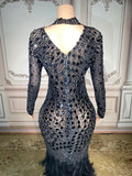 Party Supplies Rhinestone Long Sleeves Evening Prom Gown Ladies Dress for Valentine'S Vestidos De Novia Elegante