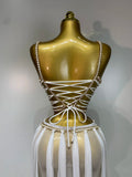 Women Sexy Hollow Out See Through Long Dress Two Piece Set Nightclub Stage Performance Costume Birthday Party Cocktail Dress