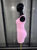 Pink Winered Women Sleeveless Sexy V-Neck Bodycon Mini Bandage Dress Celebrate Nightclub Party Fashion Homecoming Outfit