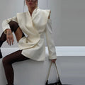 Chic Deconstructed Women's Blazer Full Sleeve Double-Breasted Waist-Closed Lady Jackets 2026 Autumn Female Street Coats New