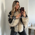 Luxury Brand Design Striped Patchwork Fur Jacket Women Winter Fluffy Faux Fox Fur Coats Chic Girls Thick Warm Outerwear
