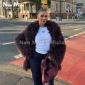 Winter 2026 Trend Burgundy Obsession Long Faux Mongolia Sheep Fur Jacket Coat Women Chic Lapel Collar Fluffy Overcoat