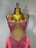 Shining Rhinestone Tassel Mesh See Through Dress Singer Outfit Women Evening Party Brthday Club Stage Performance Outfit
