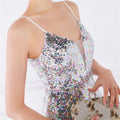 Women Spaghetti Strap Party Maxi Dress Sexy V Neck Evening Green Sequin Dress Elegant Long Prom Dress Vestido Longo