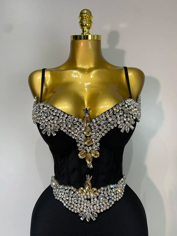 Women Celebrity Sexy Sleeveless Diamonds Maxi Long Bandage Bodycon Dress 2025 Elegant Evening Club Party Birthday Outfit