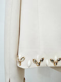 New Arrival Elegant Lady 2 Piece Skirt Set Bead Crystal Suit Long Sleeve Jacket Slim Split Midi Skirt Women 2 Pcs Outfit