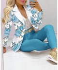 Elegant INS Paisley Butterfly Blazer Suit and Pants Two 2 Piece Set  Women 2022 Autumn Winter Street Outfit Tracksuit