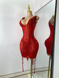 Sparkly Party Evening Celebrate Wedding Mini Dress Luxury Women Sexy Sleeveless Mesh See Through Birthday Cocktail Dresses