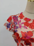 Colorblock Patchwork Flower Embroidery Dresses for Women O Neck Short Sleeve High Waist Bodycon Applique Style Dress Female