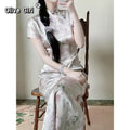 Olivegirl Chinese Dress Qipao Hanfu Cheongsam Grape Cat Dark Pattern Jacquard Dress Retro Elegant Sweet Women's Clothing