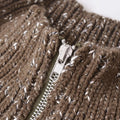 Solid Spliced Zipper Short Sweater Jackets For Women High Neck Long Sleeve Minimalist Female Fashion Style Clothes