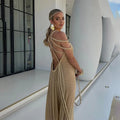 Solid Loose Hollow Out Dresses for Women O Neck Sleeveless High Waist Minimalist Dress Femle Clothes