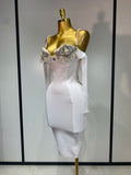 Women Sexy Backless Pearl Diamonds Crystal Bodycon Bandage Dresses Celebrity Elegant Evening Party Club Dress Vestido