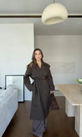2026 Women Winter Plaid Trench Coat Single Breasted Waist Tie Loose Jacket Autumn High Street Daily Chic Hot Lux Outerwear 2026
