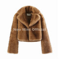 Street Retro Fashion Girls Gradient Cropped Fur Coat Women Winter 2026 Chic Brand Fluffy Faux Fox Fur Jacket Overcoats