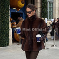 Iconic Blogger Fashion Vintage Striped Sable Mink Peplum Jacket Women 2026 Winter Luxury Brand Faux Fur Coat Outerwears