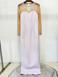 Elegant Mesh Bead Diamond Luxury Patchwork Dress Women Backless See Through Long Dresses 2026 Lady Evening Dinner Gown