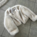Iconic Street Fashion Week Luxury Brand Gardient Cropped Faux Fur Coat Women Winter 2026 Hot Cool Girls Fluffy Short Fur Jacket