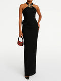 Sexy Bodycon Evening Maxi Dress for Women Halter Sleeveless High Waist Spliced Sequined Backless Ceremony Dresses Female New