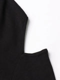 Solid Hollow Out Pullover Sweater For Women Diagonal Collar Long Sleeve Irregular Hem Slimming Sweater Female New