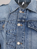 Personalized Street Denim Jacket 2025 New Fashion Ruffled Edge Single Breasted Lapel Denim Coat For Women Jeans