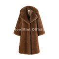 Winter Stylish Brown Gradient Extra Long Faux Fur Coat Women Mountain Fashion Overcoat Chic Vintage Fake Fox Fur Jacket
