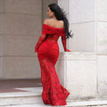 Lace Off-Shoulder Mermaid Maxi Dresses Luxury Woman Wedding Evening Dress Celebrities Outfits Night Clubwear New Year Robes