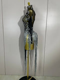 Women Evening Birthday Party Nightclub Dance Singer Stage Outfit Sexy Sparkly Rhinestone Sequins Tassel Mesh Transparent Dress