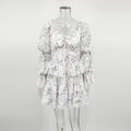 Elegant Printed Pleated Dress Summer Fashion Tie Patchwork Printed High Waist Dress Luxury Vintage Party Women Dresses