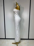 Women Luxury Design Halter Beading Bandage Dress Curve Bodycon Ankle Length Evening Party Birthday Cocktail Prom Dresses
