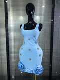 Black Skyblue Women Sleeveless Sexy O-Neck Shining Diamond Bodycon Mini Bandage Dress Birthday Party Photoshoot Stage Wear