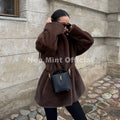 Trendy 2026 Winter Women Brand Faux Mink Fur Peplum Jacket Chic Street Fashion Girls Warm Drawstring Waist Eco Fur Coat