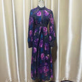 Elegant Floral Printing Long Dressess For Women Stand Collar Lantern High Waist Spliceed Rivet Hollow Out Dress Female New