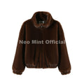 Hot Street Fashion Girls Luxury Fuzzy Mink Fur Bomber Jacket Women Winter Oversized Chunky Faux Fur Coat Warm Outerwear