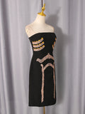Chic Spliced Tassel Stapless Dress for Women Sleeveless High Waist Patchwork Sequined Luxurious Runway Style Dresses Female