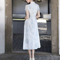 Pink Chesongam Young Girl Ao Dai Qipao New Chinese Style Dress Women Elegant Mesh Hem Vestidos Casual Outwear Hanfu Dresses