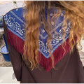 Women Bandana Print Blazer Jacket Triangle Scarf Tassel Fringe Back Loose Suit Coat 2026 Fashion Casual Office Lady Chic Jacket