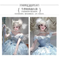 Olivegirl Summer Lolita Dress Women's High-end Embroidery Evening Mini Dress Slach Shoulder Blue Bar Mitzvah Princess Dress