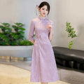 Red New Chinese Qipao Mid Sleeve Improved Retro Dress for Young Women Spring and Autumn Qipao Dress