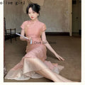Olive Girl Green Romantic Qipao for Garden Wedding 2026 Fairycore Photoshoot Everyday Wear S-XXL XS-3XL Plus Size Romantic Garden Party Editorial Not Costume Qipao Cheongsam Chinese Dress Chinese Heritage Fashion Women