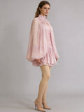 Women's Spring Summer Stand Collar Capelet Fitted Mini Dress Elegant Formal Party Wear 2026 Trendy Feminine Fashion Dress