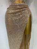 Shinning Beading Sequins Women Sexy Strapless Bodycon Two Pieces Set Celebrate Nightclub Party Luxury Birthday Stage Outfit