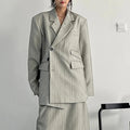 Temperament Two Piece Sets For Women Notched Collar Long Sleeve Spliced Button Blazer Straight Skirts Female New