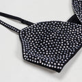 Sexy Dance Set Black Rhinestone Bikini Jacket Women Glitter Costume Nightclub Club Party Show Outfit  3 Piece Sets Outfits