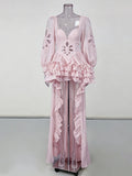 Fashion Style White Cutout Floral Accent Gown for Women Square Collar Puff Sleeve Asymmetric Train Skirt for Beach Elopement