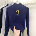 Solid Basics Spliced Hollow T Shirt for Women Stand Collar Long Sleeve Slimming Casual T Shirts Female Winter New